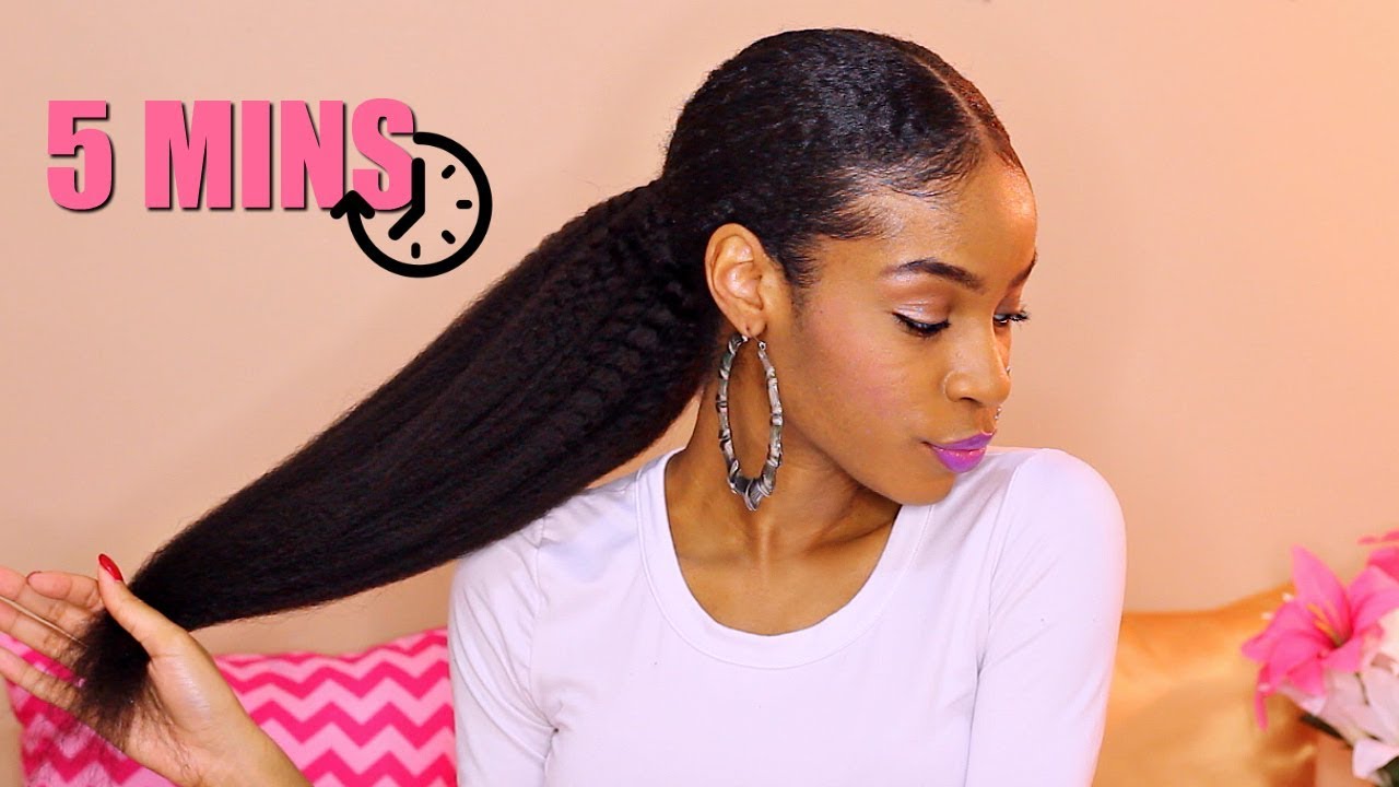 LONG NATURAL HAIR Kinky Straight Clip In Ponytail