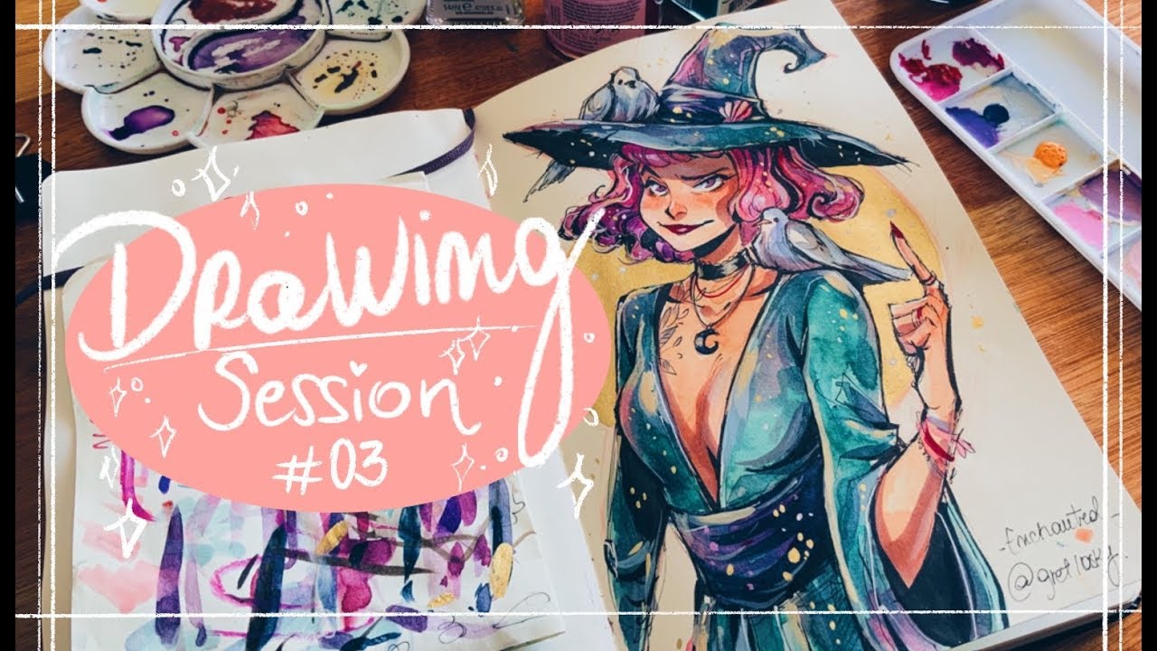 Drawing session #03 | Watercolors, Copic markers & gouache 🌻