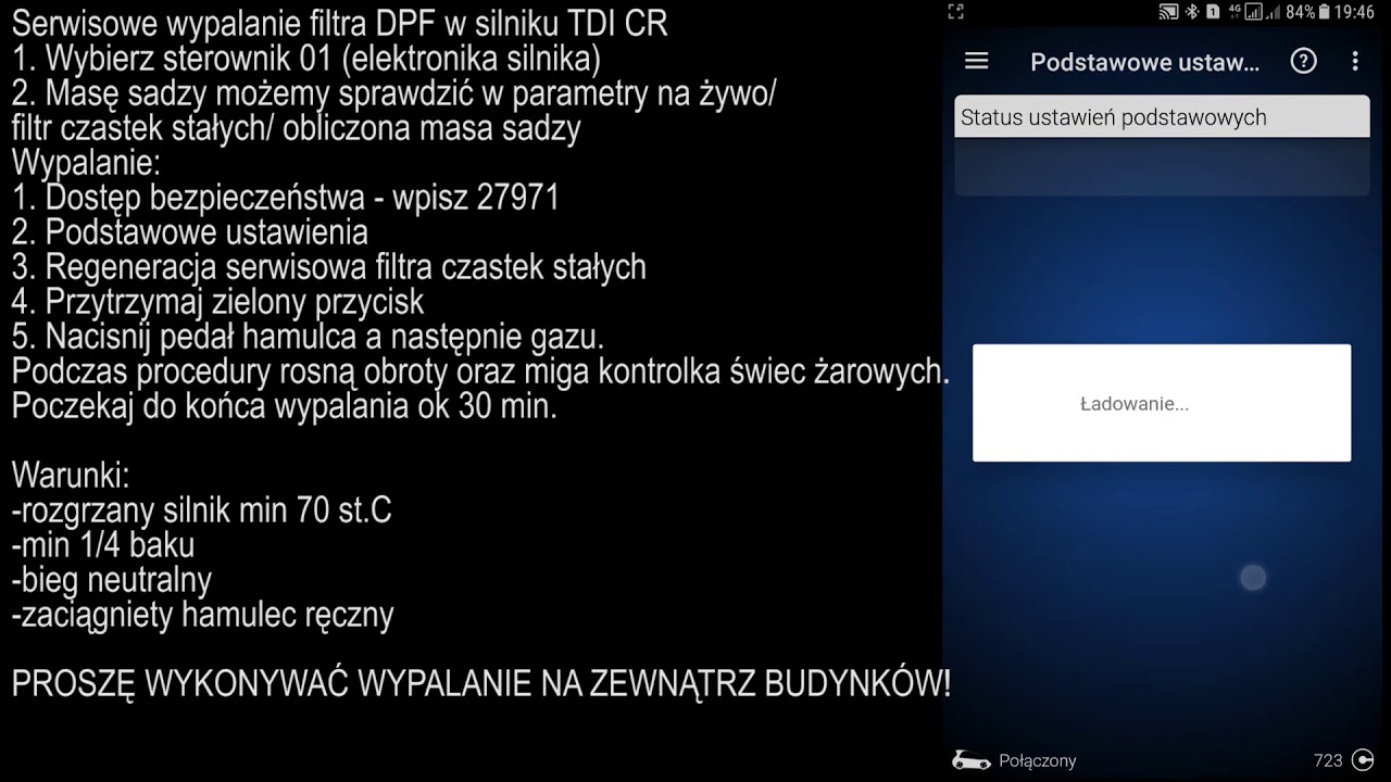 OBDeleven PRO - wypalanie filtra DPF w silniku TDI CR