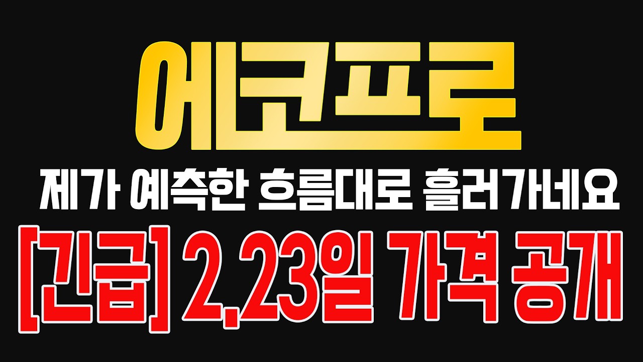 [에코프로] [긴급] 2.23일 가격 공개해봅니다. 제가 예측한 흐름대로 이미 흘러갔습니다.. 주주님들 보시고 돈 버세요.