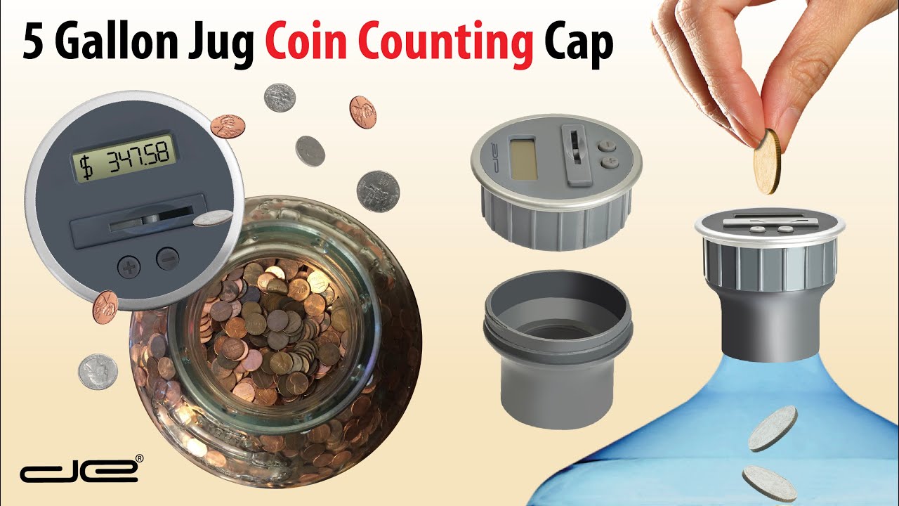 Digital Coin Counter Bottle Top Fits 5 Gallon Water Jugs and All Bottles with 2.5