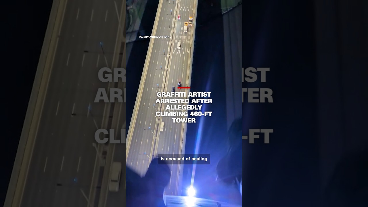 Graffiti artist arrested after allegedly climbing 460-ft tower