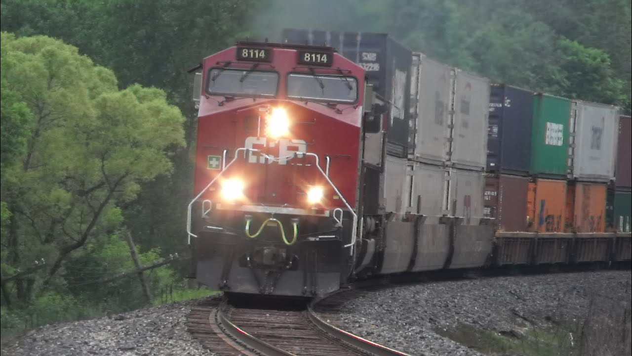 Multiple CPKC intermodal trains at Caledon, ON (JUN 9, 2025)
