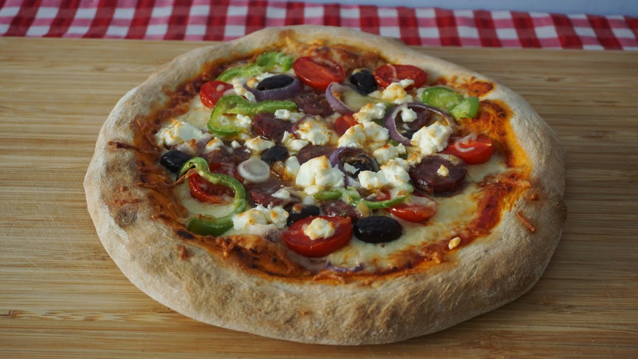 Πίτσα Ελληνική με Ιταλική ζύμη - Greek pizza with Italian dough | Greek Cooking by Katerina