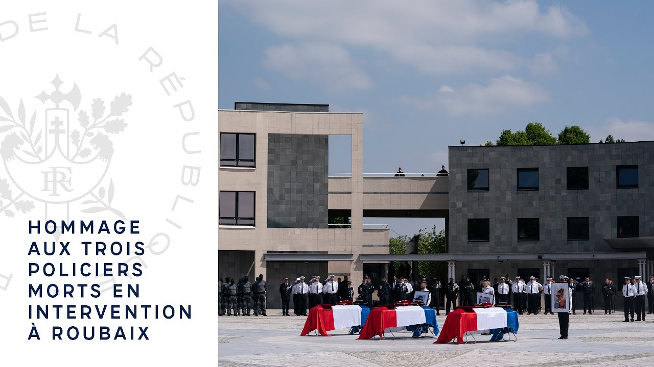 Hommage aux trois policiers morts en intervention à Roubaix.