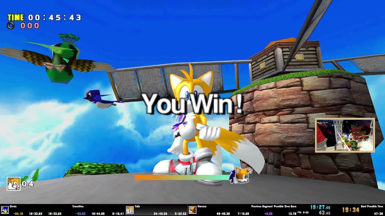 SADX All Action Stages - Big in 3:55.033 IGT / 3:56.147 RTA - Gamma in 6:46.250 IGT / 6:48.590 RTA