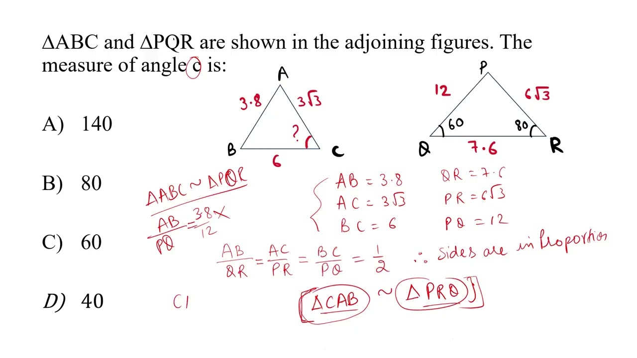 Find the value of angle c based on similarity of triangles , class 10 mathematics #shorts #ytshorts