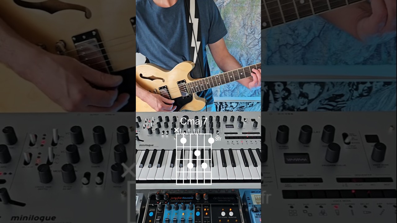 Another jazzy progression with guitar chord diagrams 🎸 #jazzguitar #learnguitar