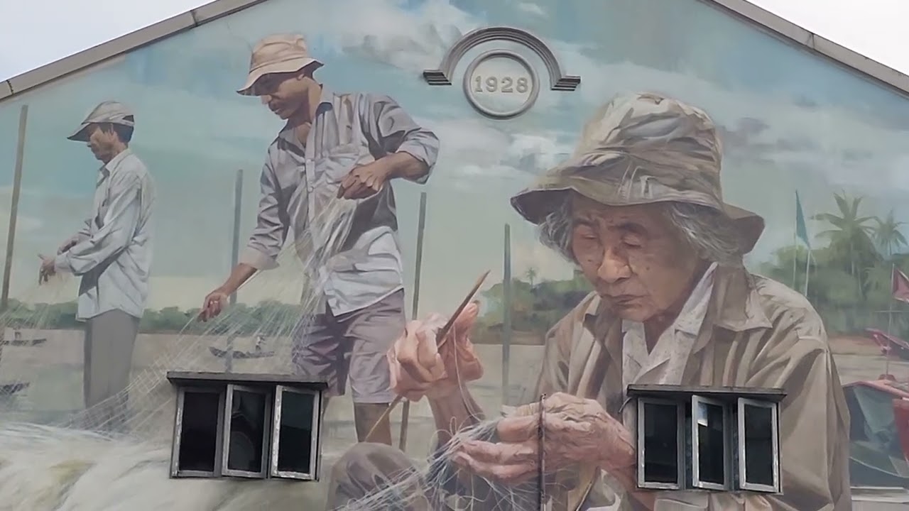 Fishing Trade Street Art Wall Mural Kuching Sarawak