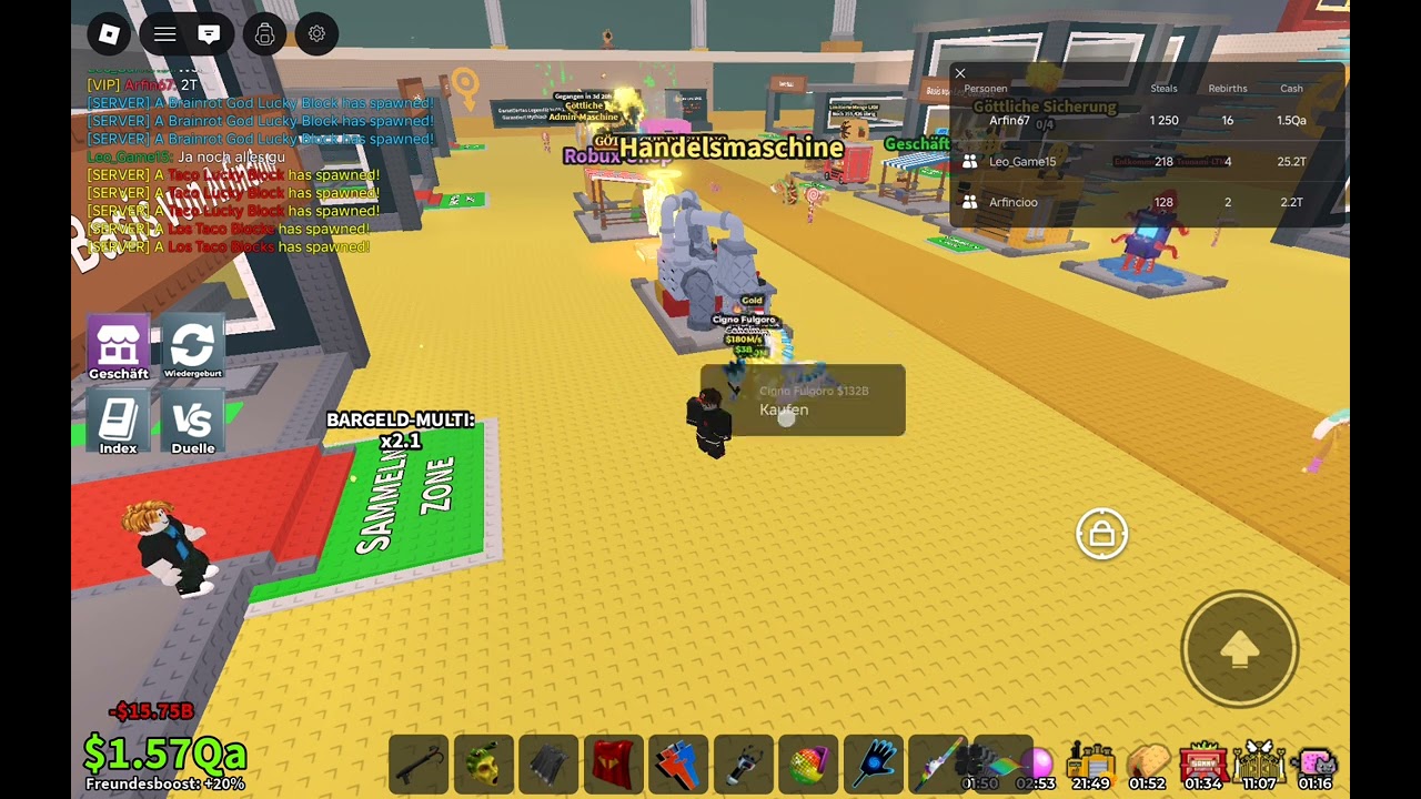 Wir haben 180M gemacht bei steal a brainrot 
