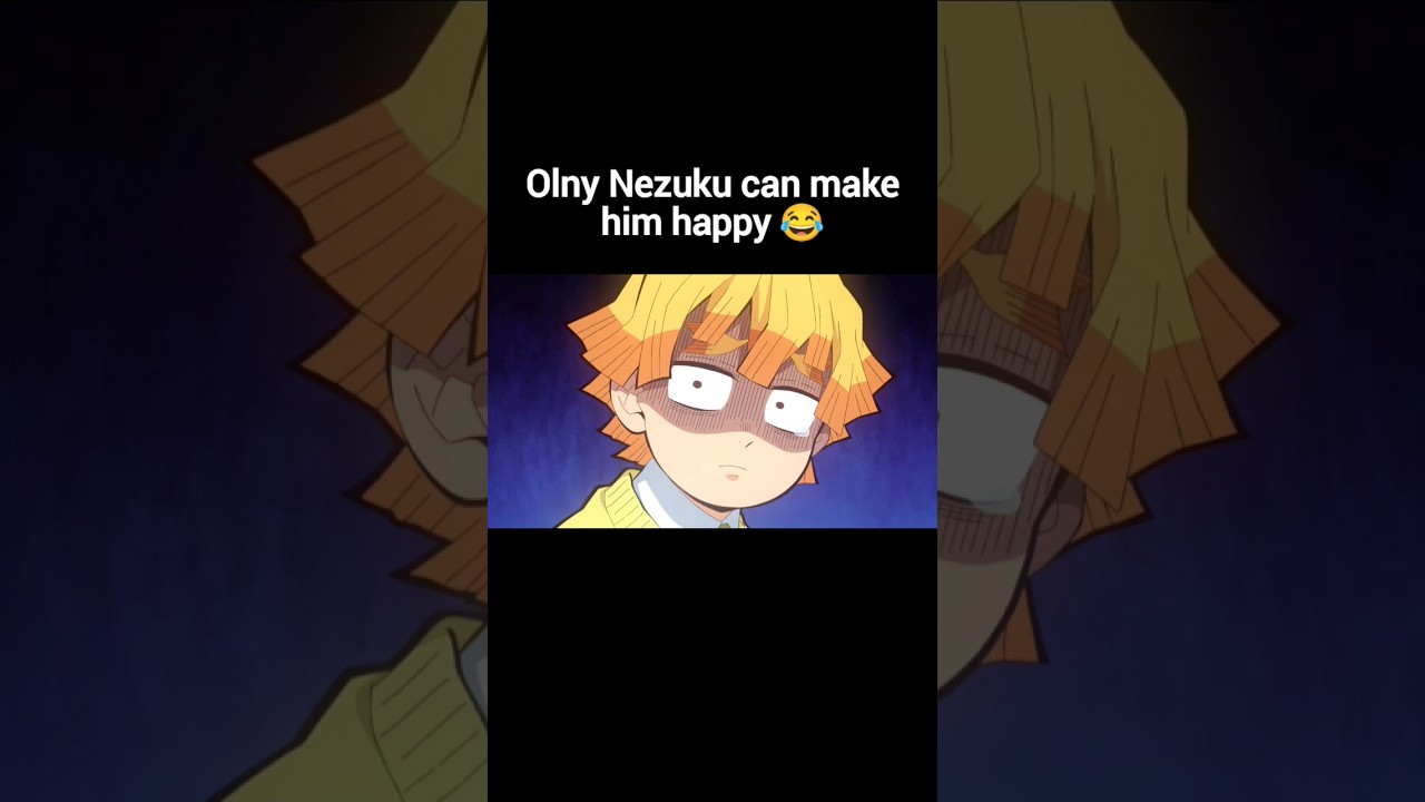 upset Zenitsu becames very happy after receiving chocolate made by Nezuko 