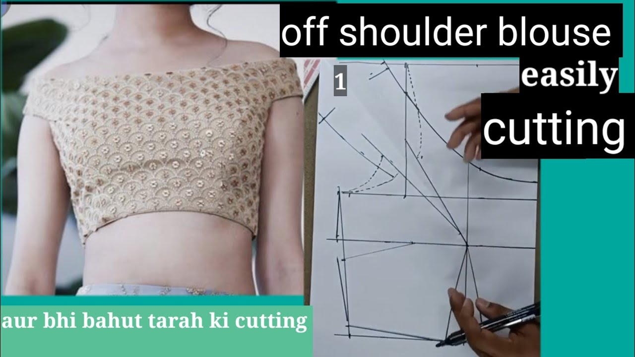 off shoulder blouse cutting  #howtoblousecutting #ब्लाउजकटिंग (20)