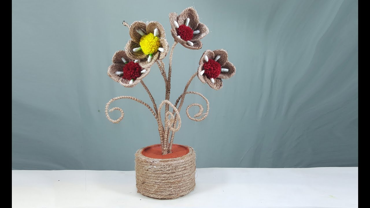 পাটের সুতা দিয়ে চমৎকার আইডিয়া || Awesome Craft Idea With Jute || Jute craft home decor