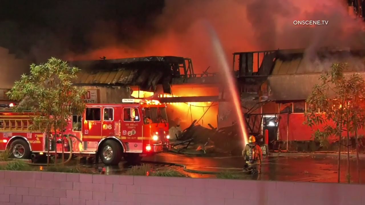 Large Commercial Fire At Strip Mall