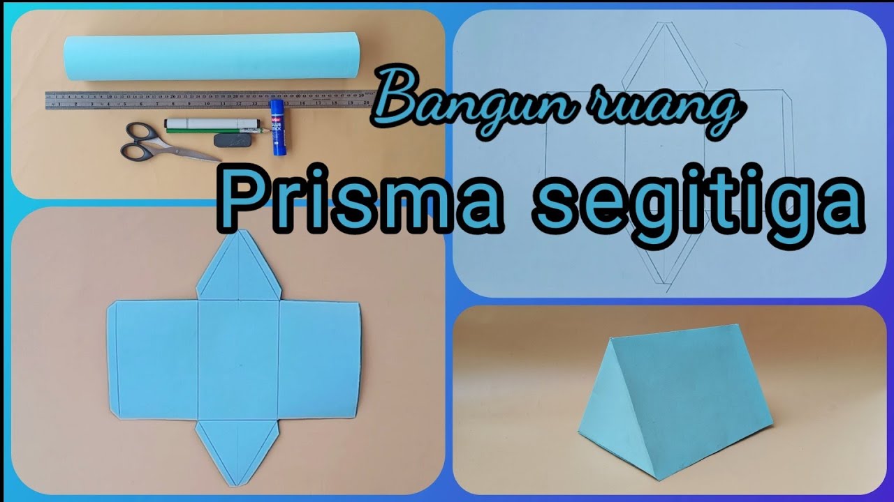 Prisma Segitiga dari kertas karton | jaring-jaring prisma, Triangular prism from paper #prism