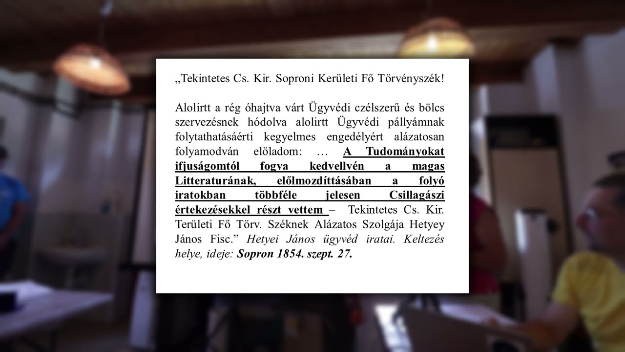 Sragner Márta: Hetyei János, egy 19. századi amatőrcsillagász