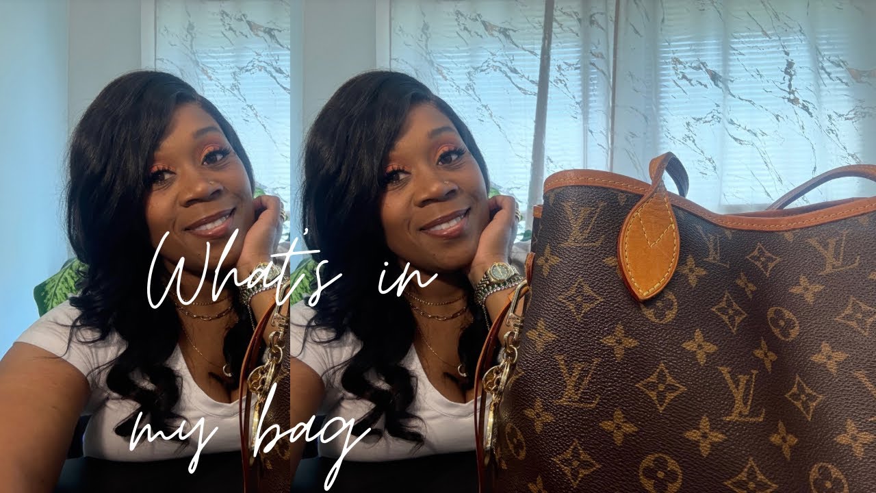 What’s in my bag/ what’s in my purse Louis Vuitton Neverfull MM monogram print