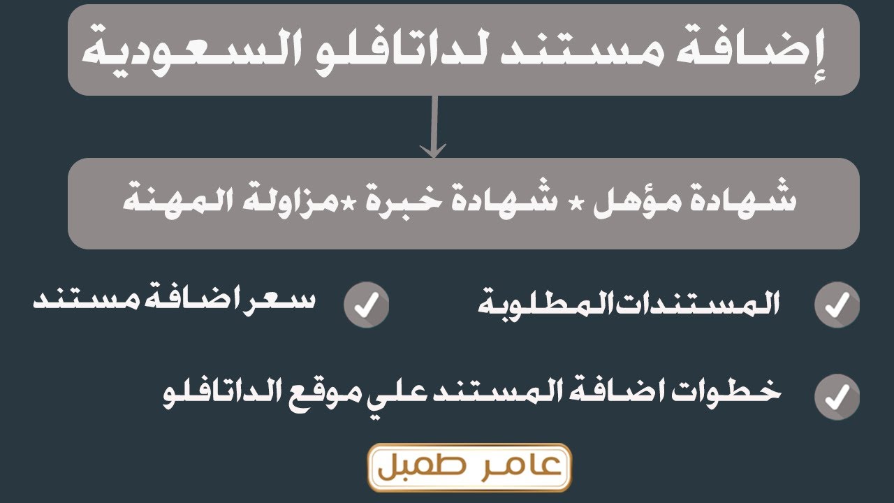 كيفية إضافة مستند لداتافلو السعودية القديم (إضافة شهادة مؤهل أو شهادة الخبرة أو شهادة مزاولة المهنة)