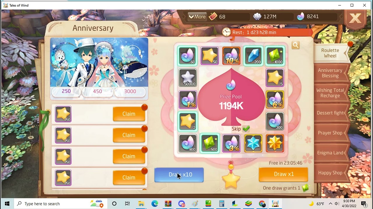 Tales Of Wind 40k spirals vs glory heart chance.