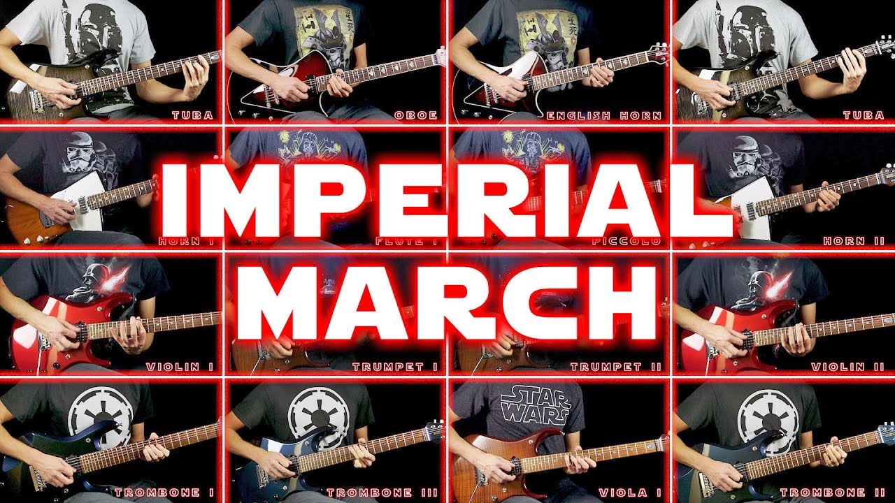 Star Wars Imperial March played on 25 guitars - Cooper Carter