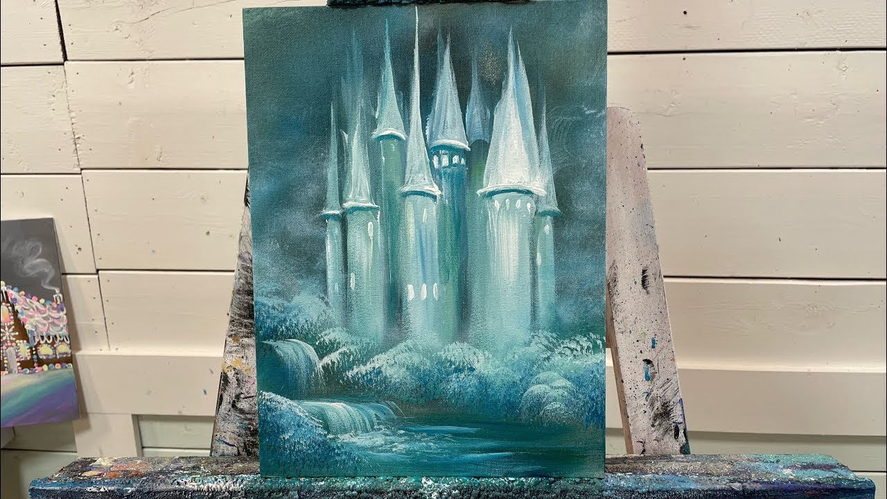 Как нарисовать простой снежный замок 🏰 Урок по акриловой живописи