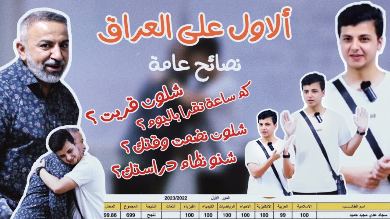 الاول على العراق للعام 2023(الطالب سجاد عدي) احد ابطال الاستاذ محمد اللامي