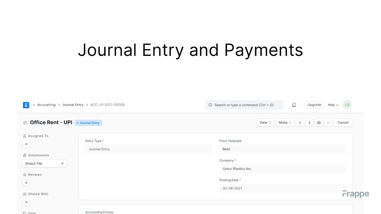 Journal Entry and Payment Entry | ERPNext
