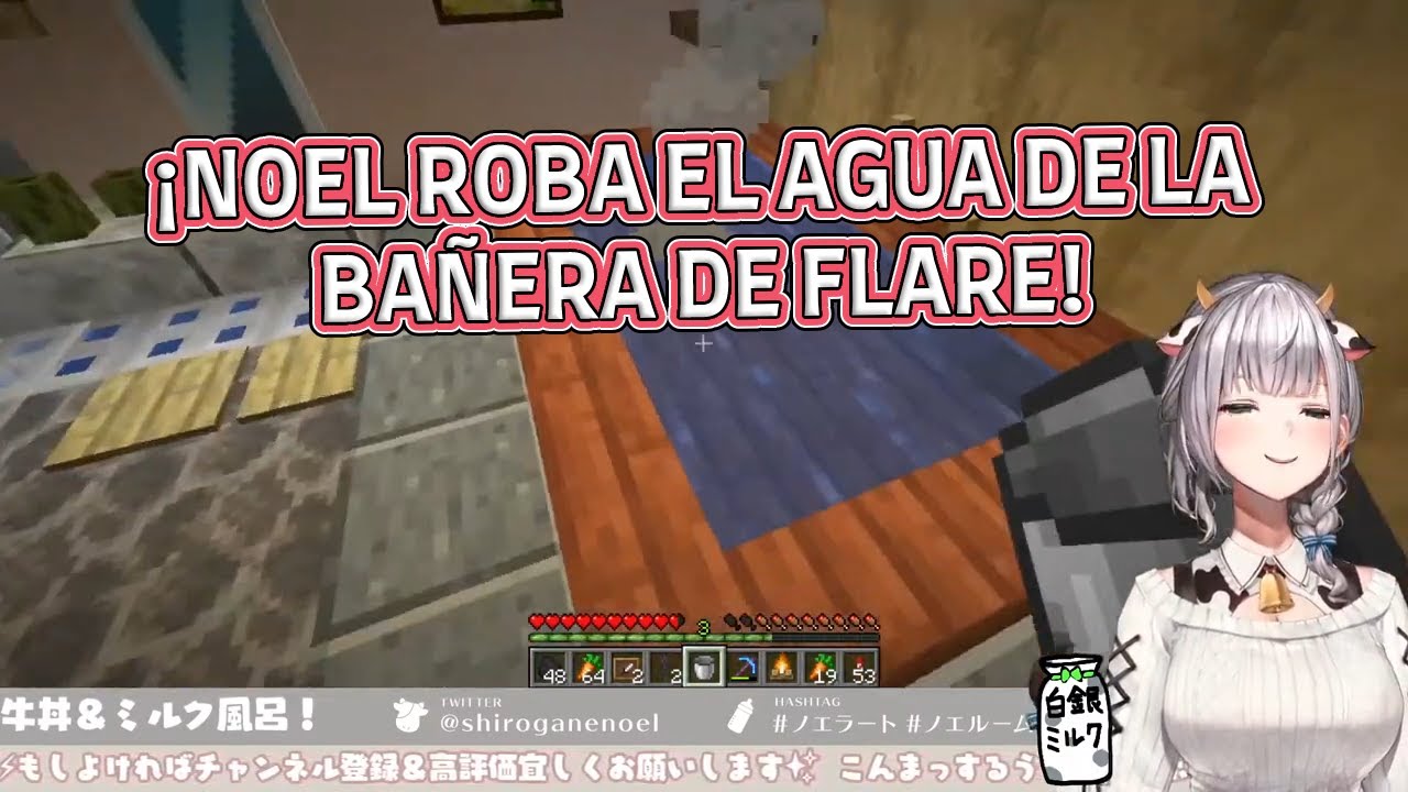 Noel entra a la casa de Flare a robarle agua de la bañera [Hololive] [Sub. Español]