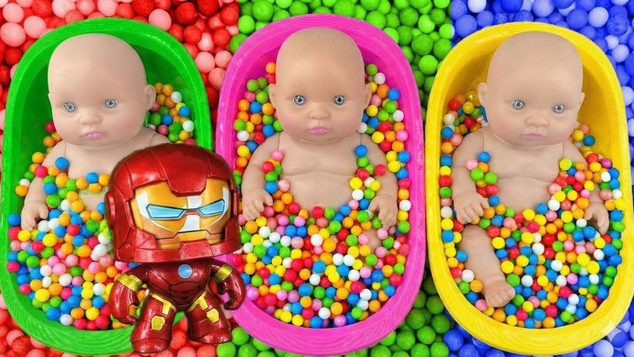 Full of 3 Rainbow BathTubs Candy with M&M's & Magic Slime Cutting Video