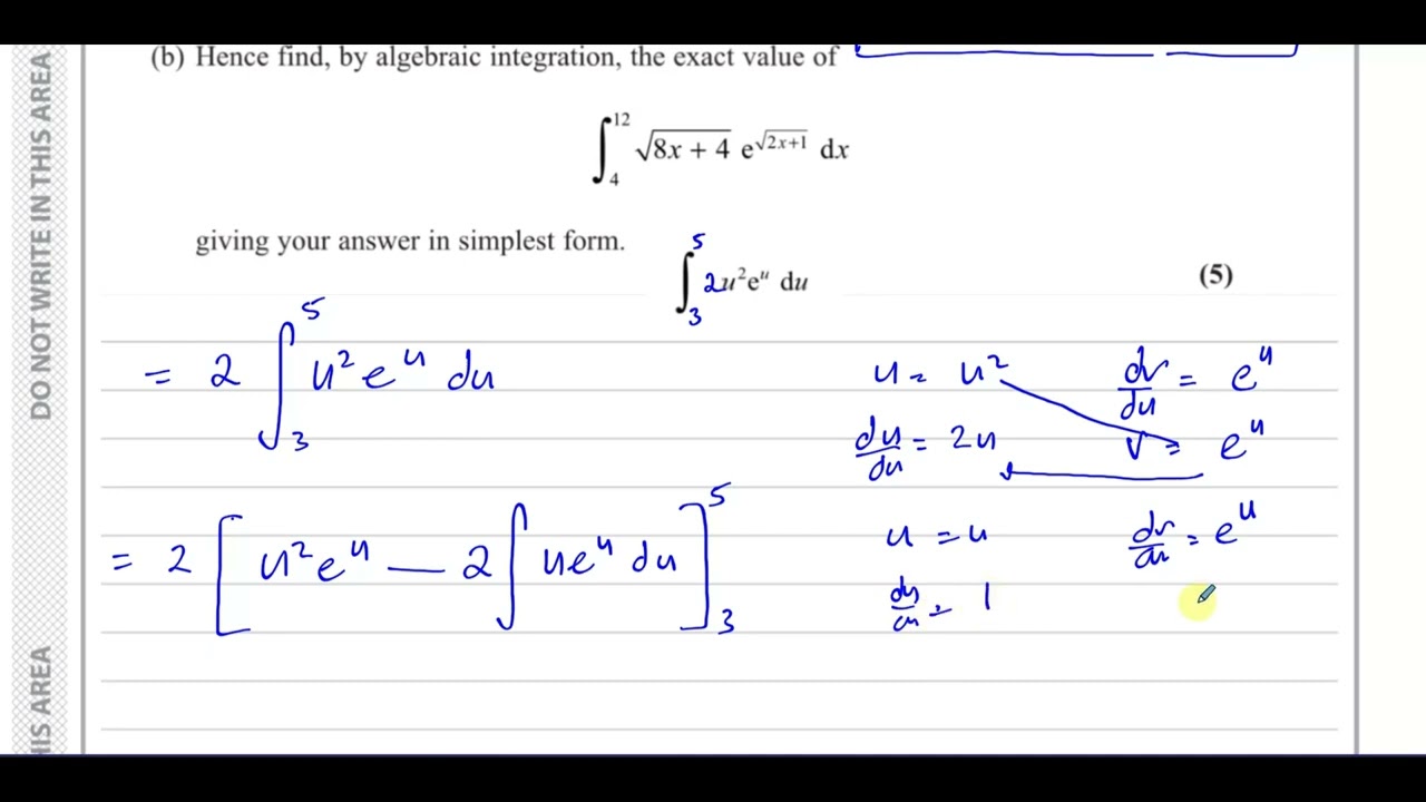WMA14/01 (Edexcel) IAL P4 January 2023, Q4,Integration by Substitution, Parts, DI method