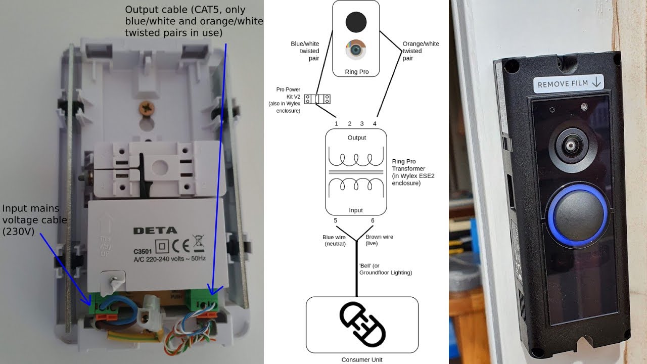 Deta Doorbell to Ring Doorbell Pro - UK Wiring Guide (Direct To Transformer Install)