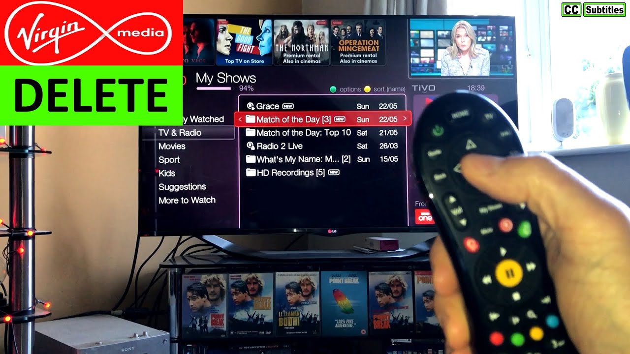 Virgin TV Tivo Box How to delete Multiple Shows save SPACE & How to Recover Deleted Tivo Shows
