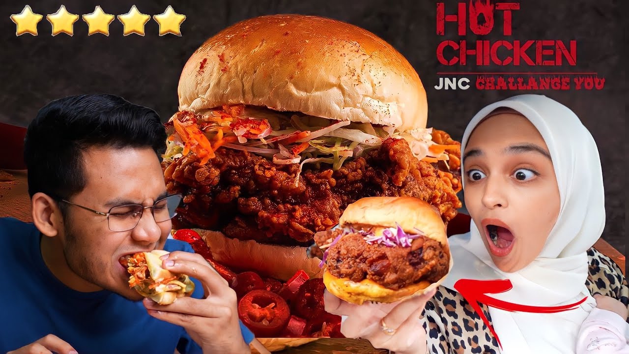 Aku sahut CHALLENGE HOT CHICKEN! 🔥 dari JNC Burger!