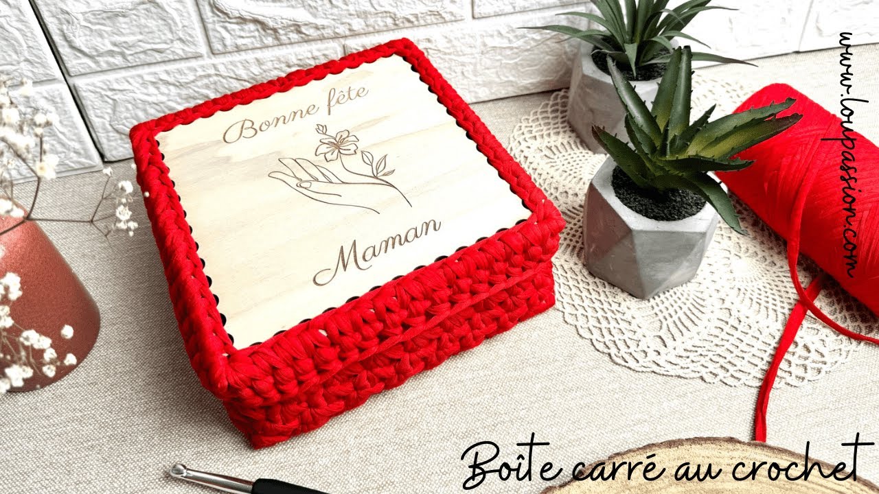 Comment faire une boîte, panière rigide carré au crochet facile tutoriel debutant pas à pas #diy