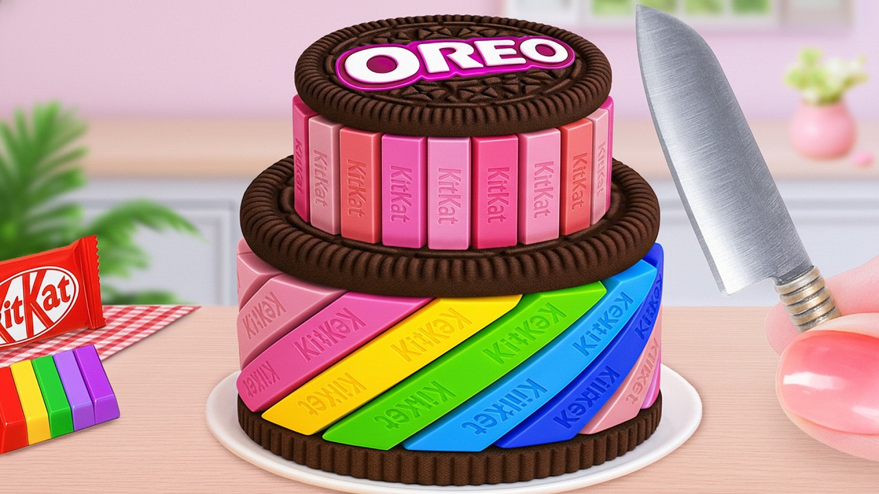Mini Oreo x KitKat Rainbow Cake  🌈🍫  How To Make Ultimate Chocolate Cake Decorating 🍪 Tiny Tammy