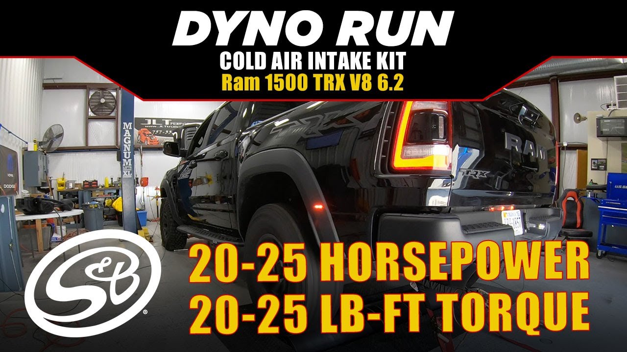 2021-2023 Ram 1500 TRX V8 6.2 Dyno Run - Stock vs S&B Cold Air Intake  20-25 HP & 20-25 lb-ft Torque