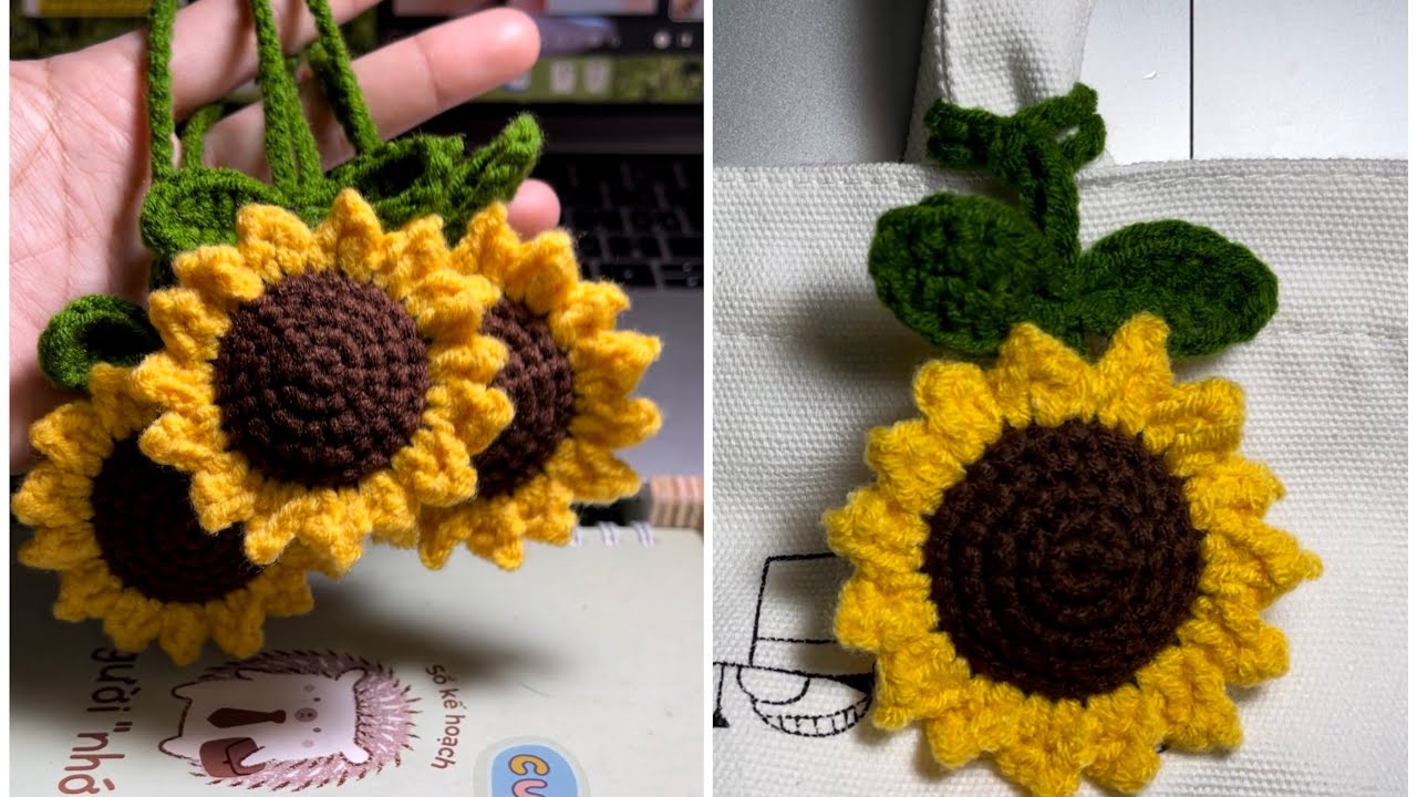 Cách móc móc khoá hoa hướng dương|crochet sunflower #crochet #moclen #handmade#mocdiy #hoahuongduong
