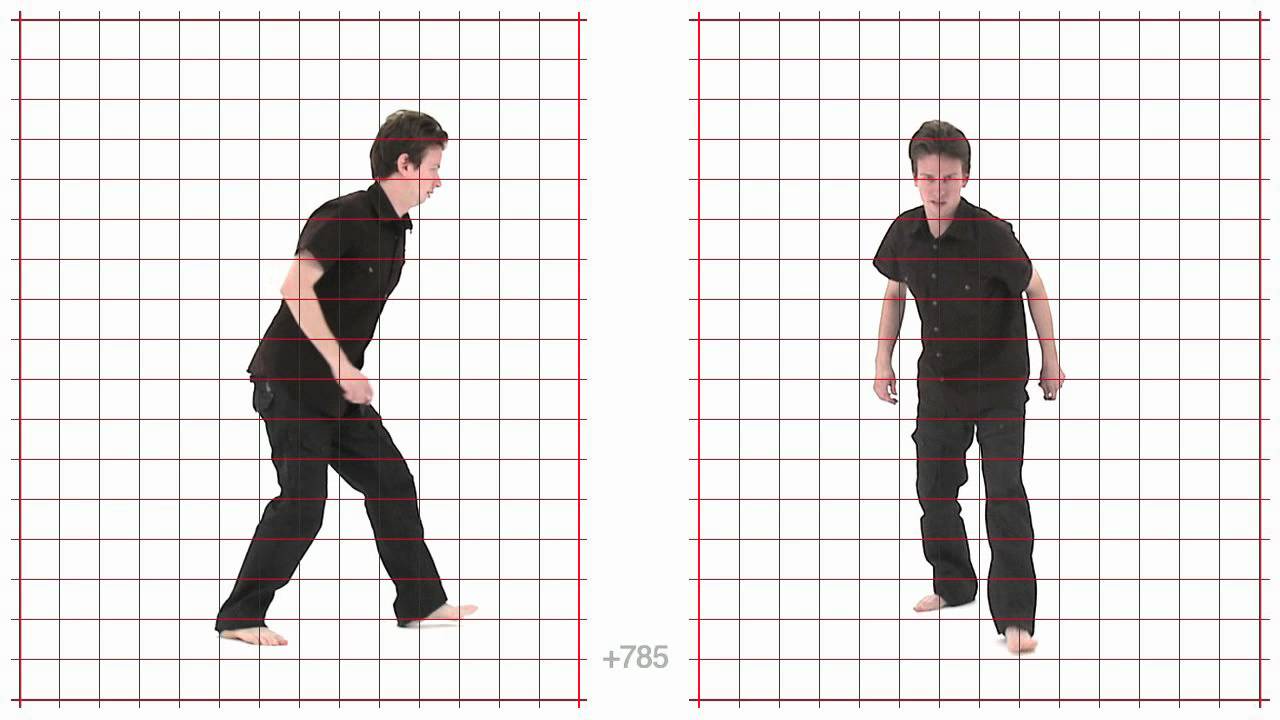 Walk Limp Young Adult Male: Grid Overlay - Animation Reference Body Mechanics