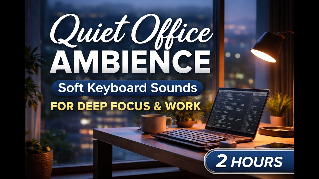 Quiet Office Ambience 💼 | Soft Keyboard Sounds for Deep Focus & Work (2 Hours)