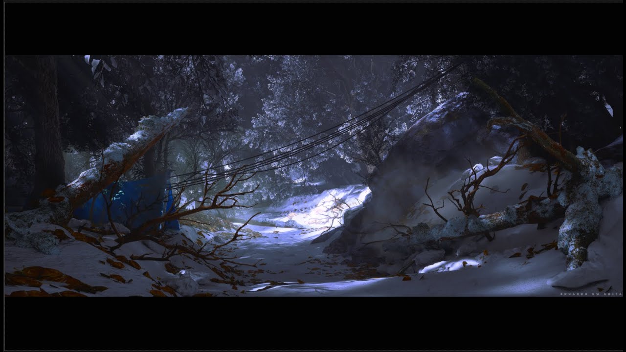 Winter woods art process