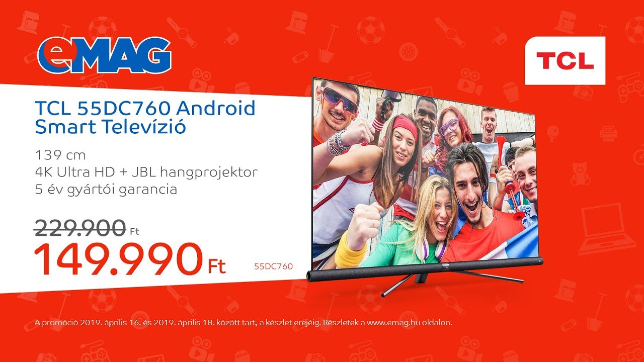 A TCL 55DC760 Android Smart Telev&iacute;zi&oacute; most csak 149.990 Ft!
