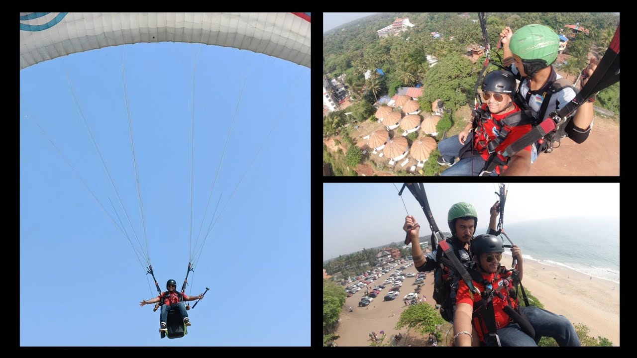 Paragliding 🪂 in varkala beach ⛱️ Kerala Best skydiving in varkala first time my riding 2023 tamil