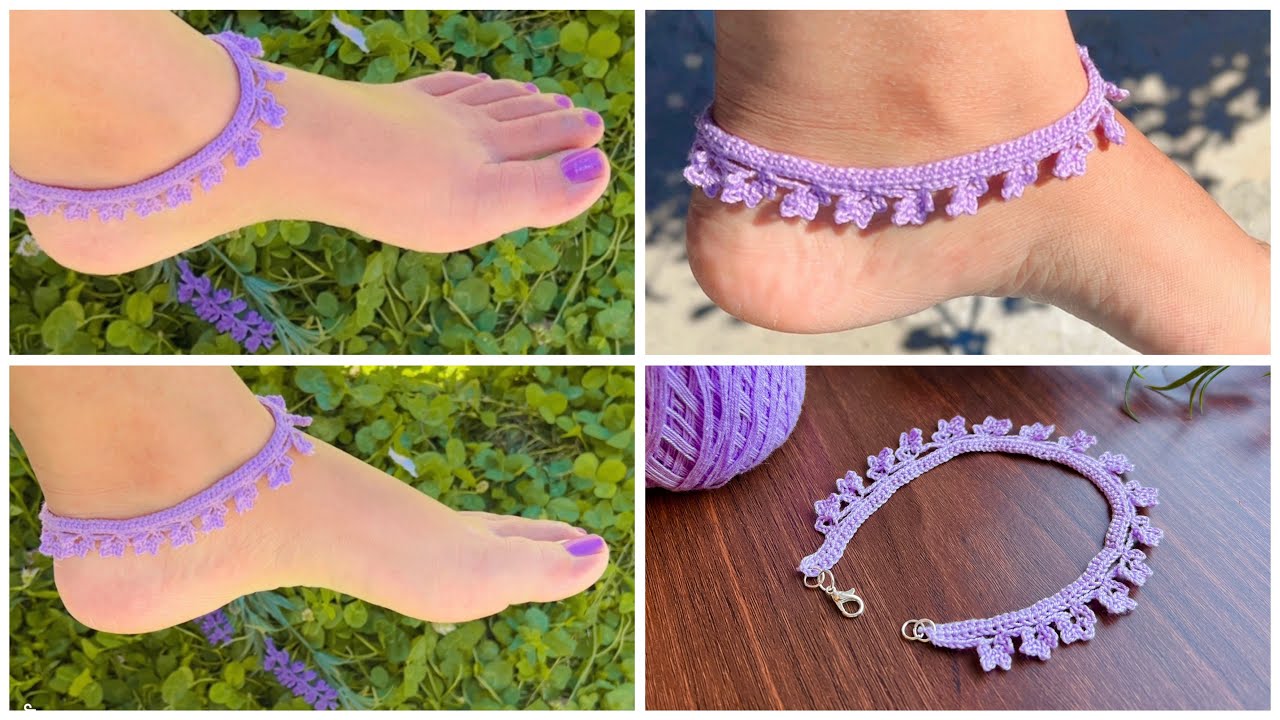 Crochet flower anklet tutorial | easy and beautiful