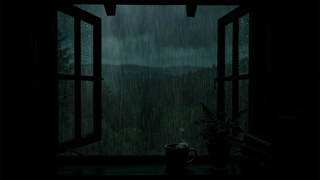 Rain the Bedroom Window at Night | The Sound of Rain Outside the Cozy Room Helps You Sleep Soundly