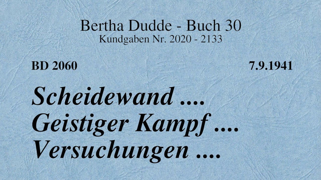 BD 2060 - SCHEIDEWAND .... GEISTIGER KAMPF ....  VERSUCHUNGEN ....