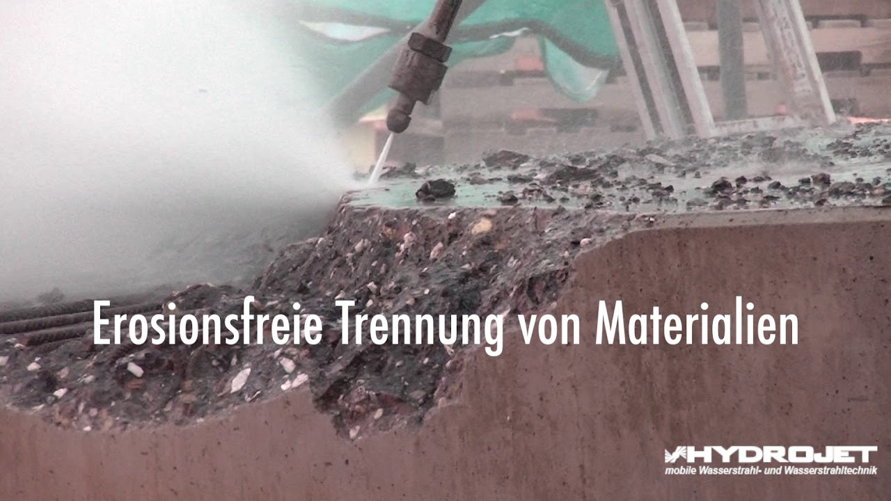 Betonabtrag mittels Höchstdruckwasserstrahlen - Wasserstrahlschneiden