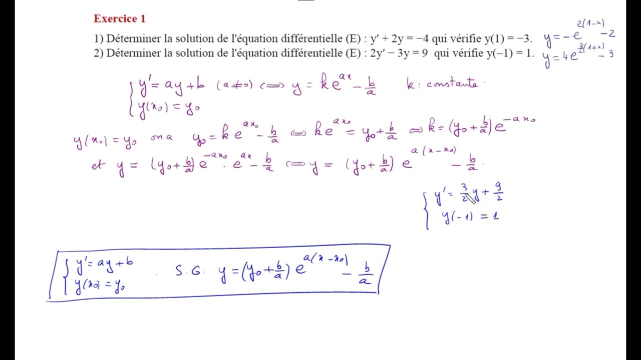 Exercices :  Equations différentielles du premier ordre.