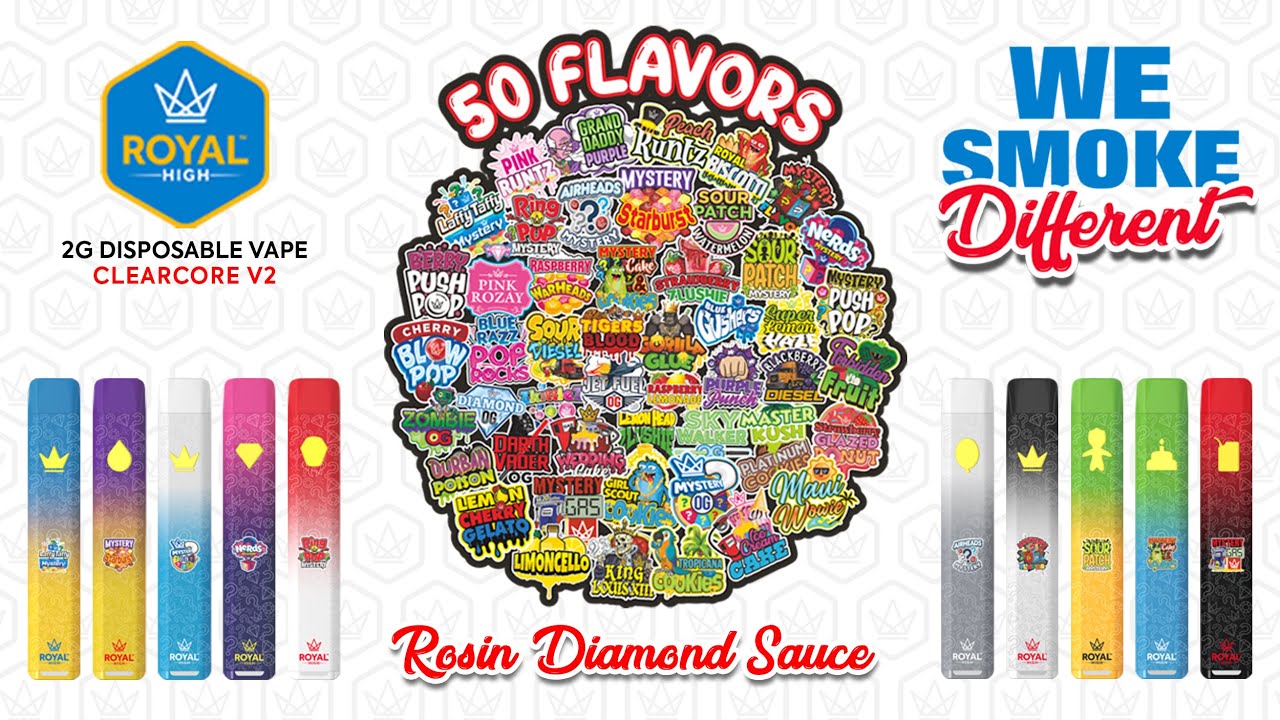 Royal High 2 Gram Disposable Vape 2.0 - with Rosin Diamond Sauce & Advanced ClearCore V2 Technology!