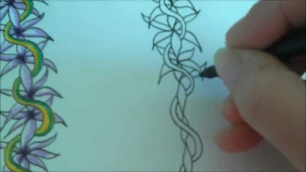 How to draw tanglepattern Flower Vine
