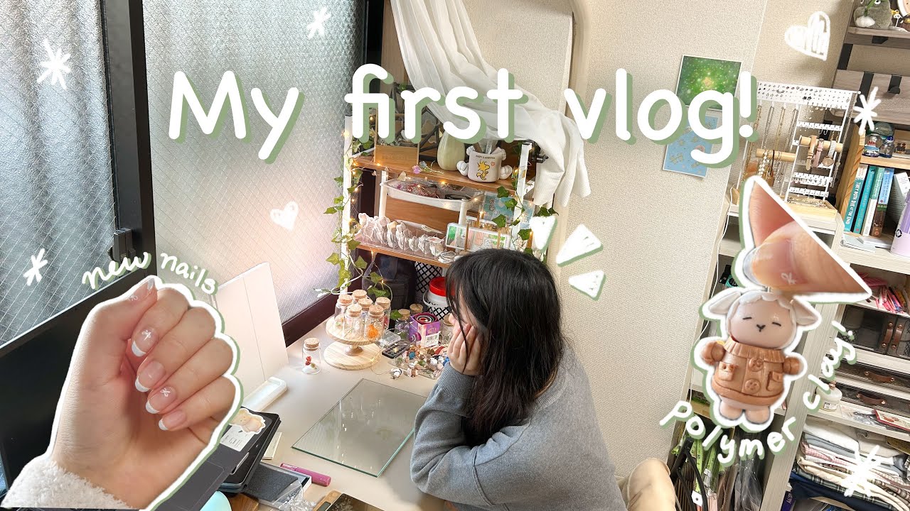 Cozy vlog 01 🪴| getting out of my comfort zone! (polymer clay, doing my own nails + ootd)